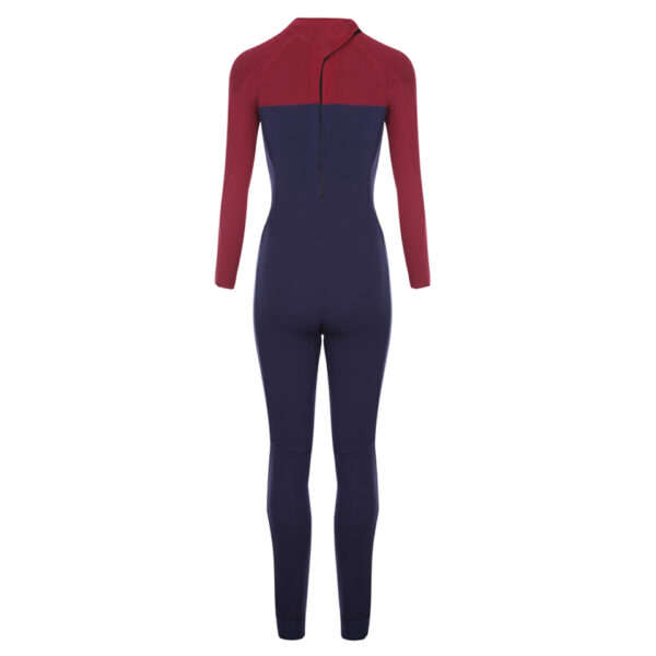 Combinaison néoprène intégrale femme longe-cote 4mm Blue/Bordeaux – Image 2