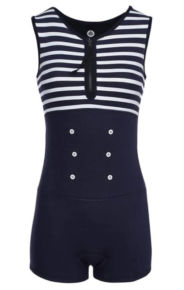 VICTOIRE - SHORTY NÉOPRÈNE FEMME SANS MANCHE 3 MM - BLEU/BLANC