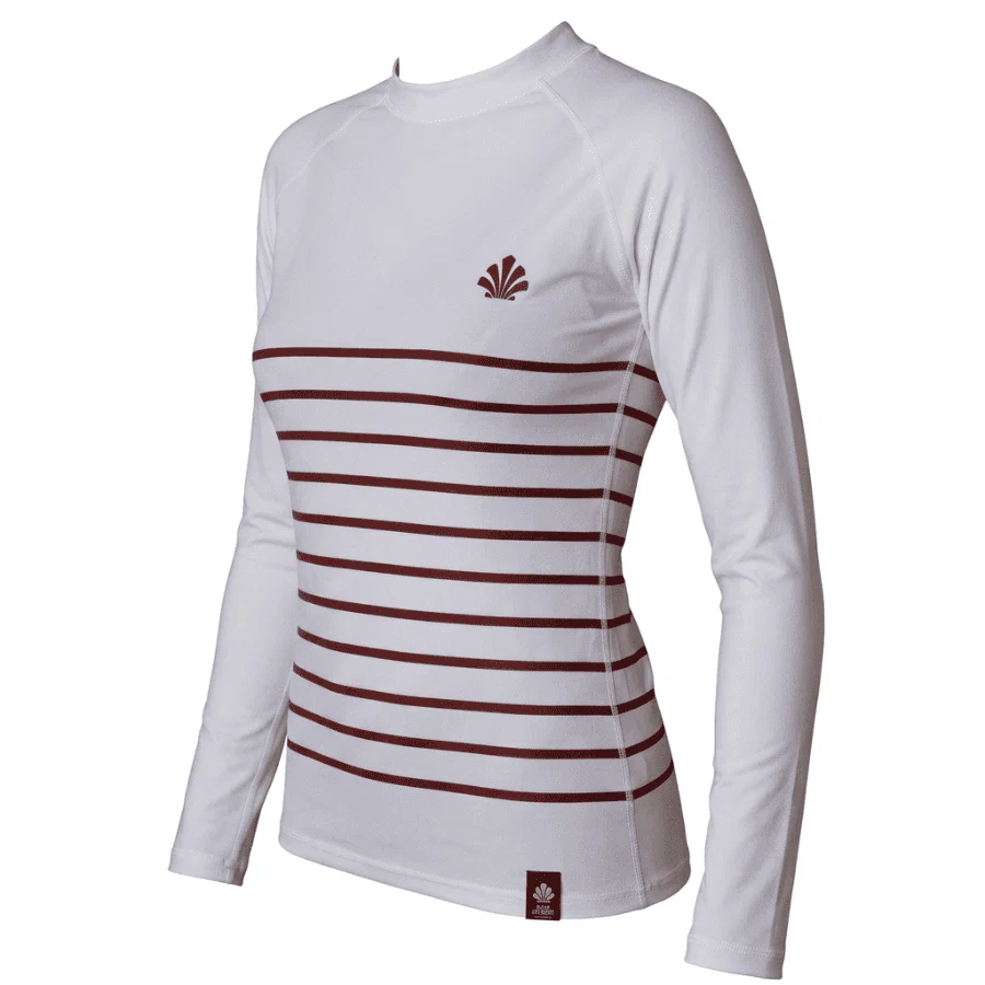 Lycra femme manches longues anti-UV - Blanc rayé – Image 2