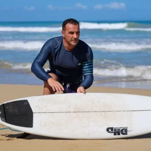 Lycra homme manches longues anti-UV bleu marine pour le longe-côte, protection UPF 50+