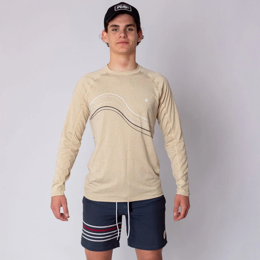 Lycra manches longues coupe ample sable Lycra manches longues coupe ample anti-UV sable